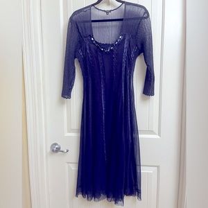 Komarov Embellished Mixed Media Dress Size Petite Large